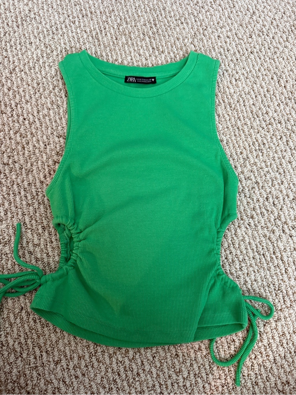Zara Bright Green Ribbed Side-Tie Tank
